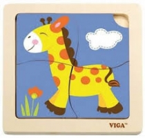 Пазл для малышей Жираф, 4 дет. ,Viga