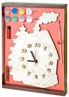 Часы под роспись "Избушка" Набор с красками и часовым механизмом