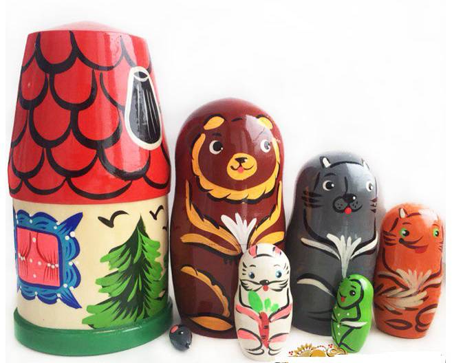 Матрешка по сказке "Теремок", 7 персонажей