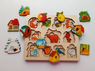 Развивающая доска Где чей домик, 22 дет, дерев., Россия