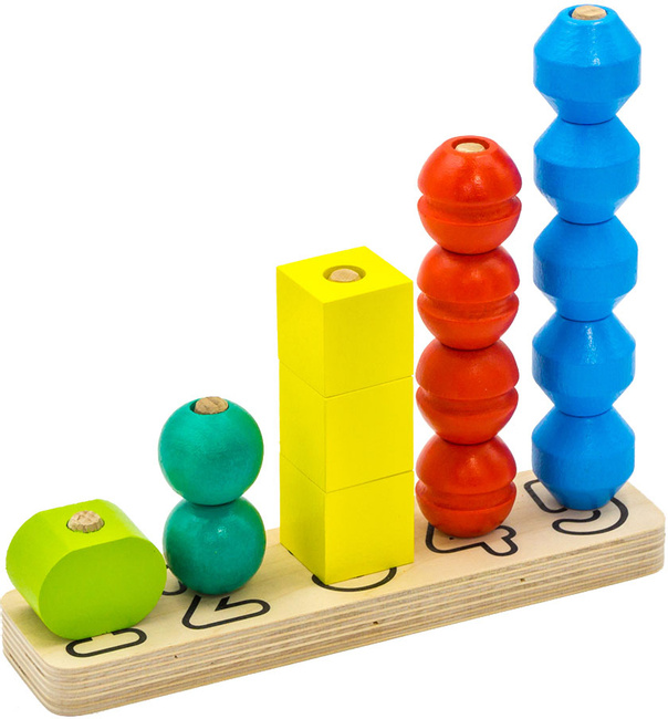 Пирамидка "Учим счет цвет, формы", дерево