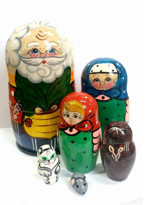 Матрешка по сказке "Репка", 6 персонажей