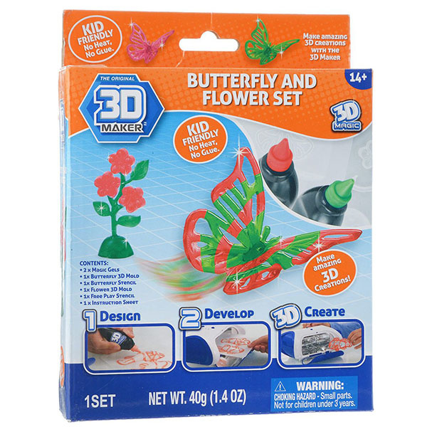 3D-маркеры "Объемные фигуры из пластика. Бабочка и цветы"