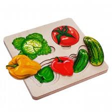 Развивающая доска Больше-меньше.овощи,12 дет, 3-х слойнаядерев.