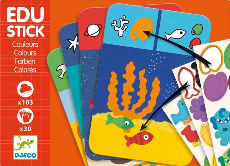 Набор с наклейками. Выучи цвета.Djeco