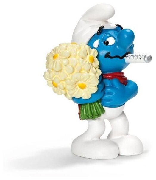 Schleich Смурфик с градусником и цветами, желающий выздоровления 20752