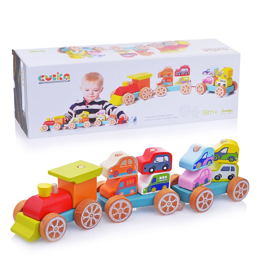 Конструктор "Поезд с машинками" Cubika