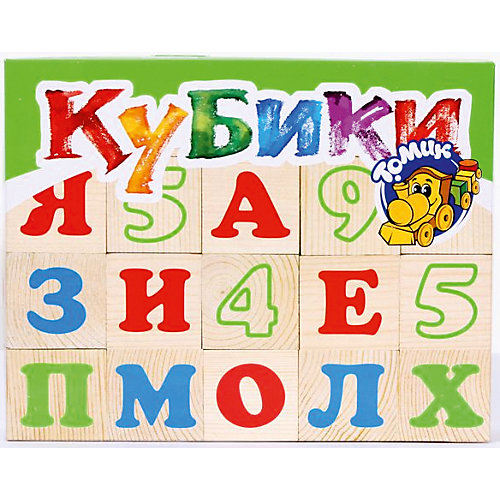 Конструктор деревянный, Буквы и цифры. Томик.