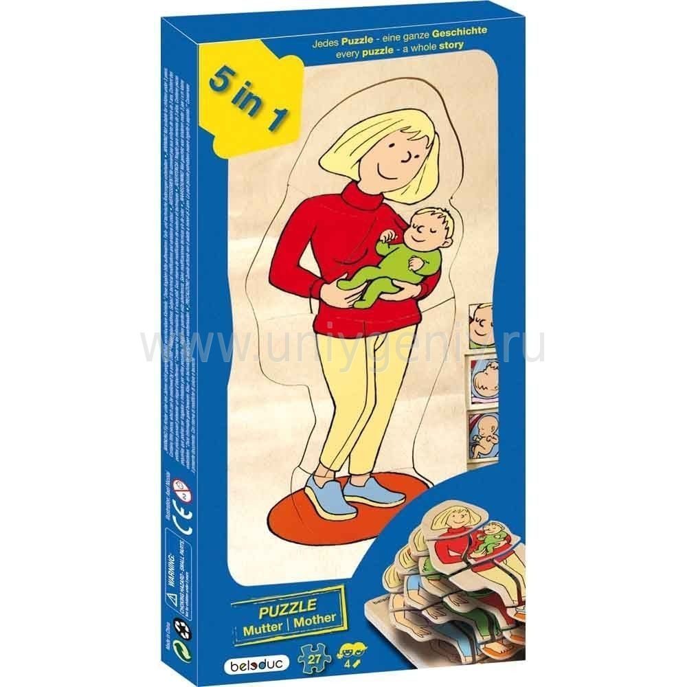 Пазл "Мама", многослойный, 5 в 1, Beleduc