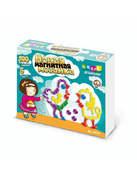Новая магнитная мозаика, 100 фишек, 5 цв.