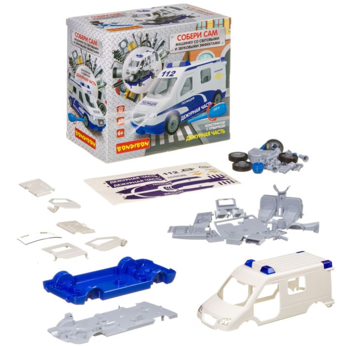 Конструктор с отверткой, звук, свет. Полиция.Бондибон